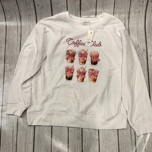 Francesca's Collections women’s size medium White Coffee Club Sweatshirt